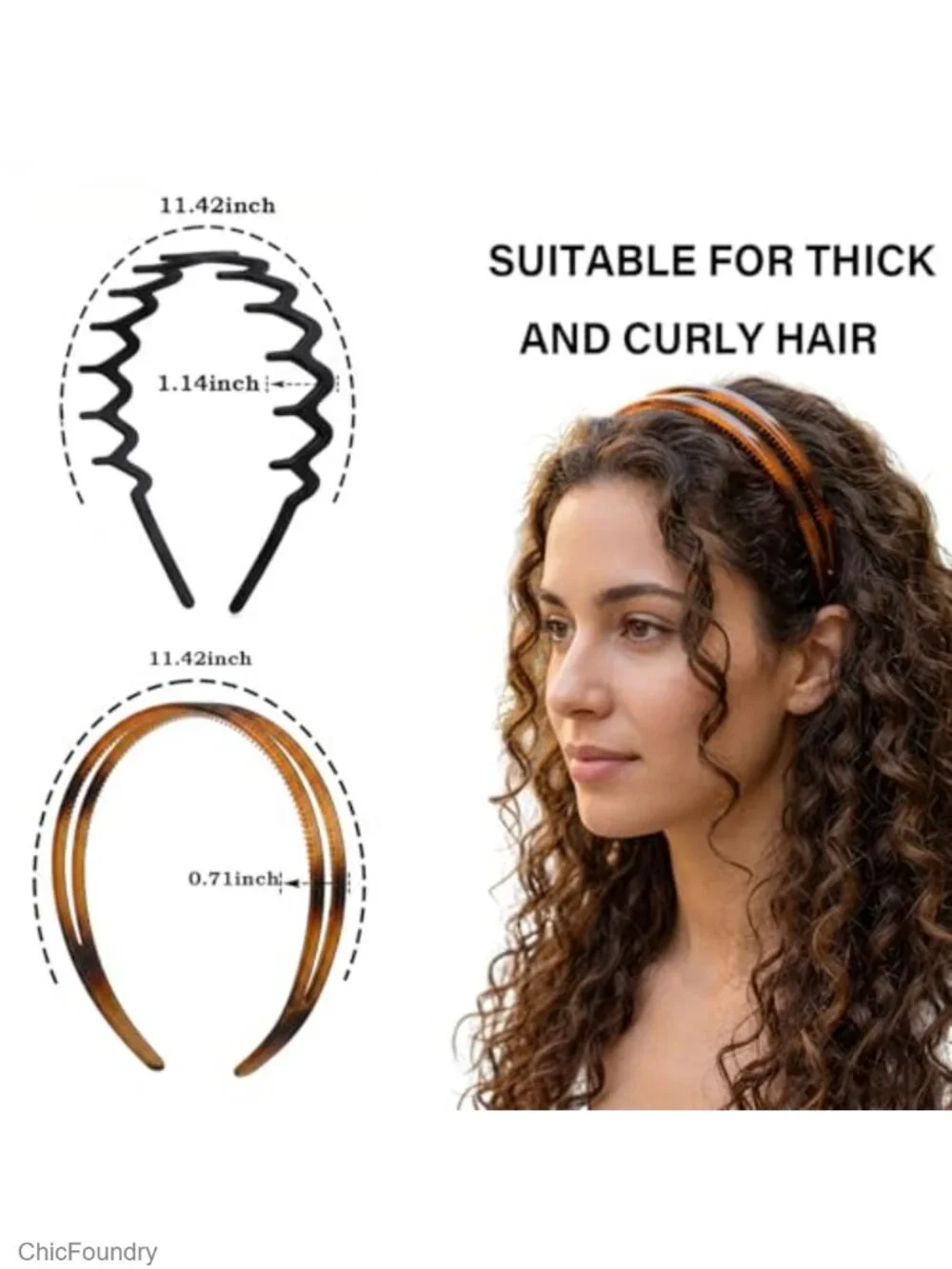 6 Pack Non-Slip Zig Zag Teeth Headbands with Shark Tooth Comb, 90s Plastic Hair